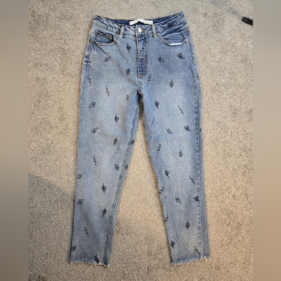 Tinseltown High Rise Snake Emroidered Straight Leg Jeans Size 11 REPUTATION TS - Picture 2 of 9